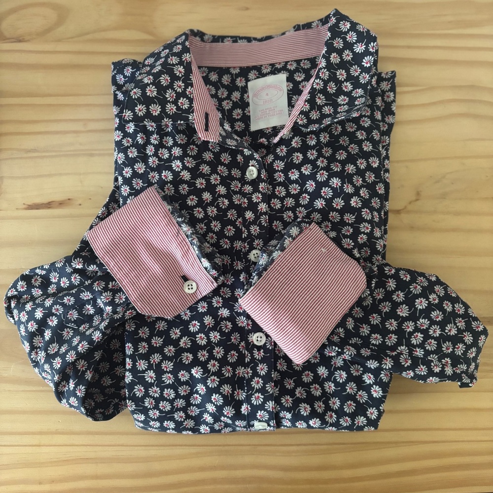 Brooks Brothers Navy Floral Button-Down Shirt with Pink Accents - Picture 7 of 7